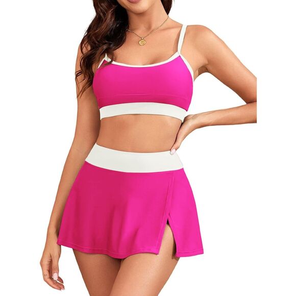 Source Unknown Other - NWT Hot Pink Swim Skort Set Size 6 Sporty Two Piece Tropical Vacation Cruise